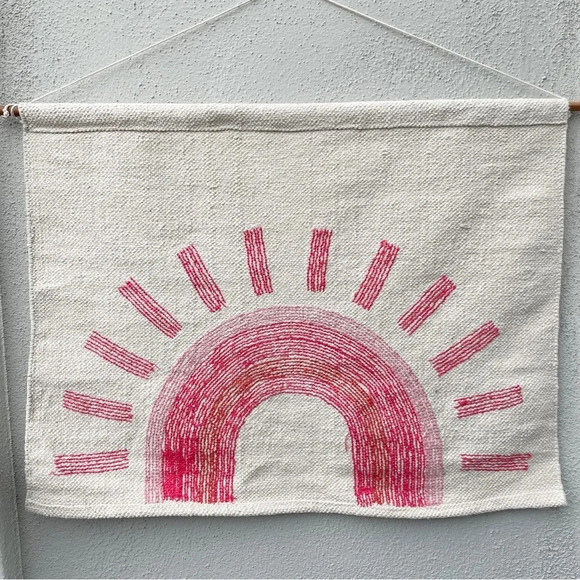 Rainbow woven hanging tapestry - Picture 4 of 4